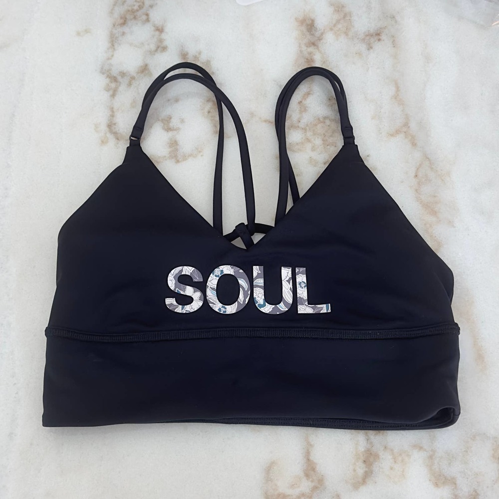 Lululemon Soulcycle Uncaged Black Sports Bra, Size 2, for Active Women